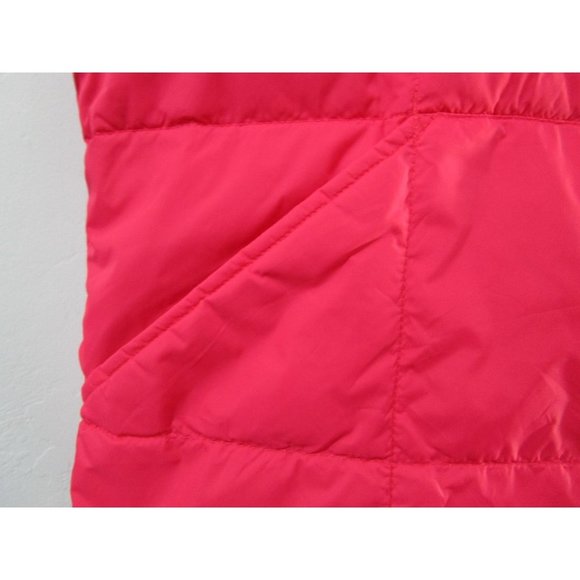 Lipstick Red Down Feather Quilted Puffer Vest Lands End Large Snap Up GUC - Picture 5 of 16
